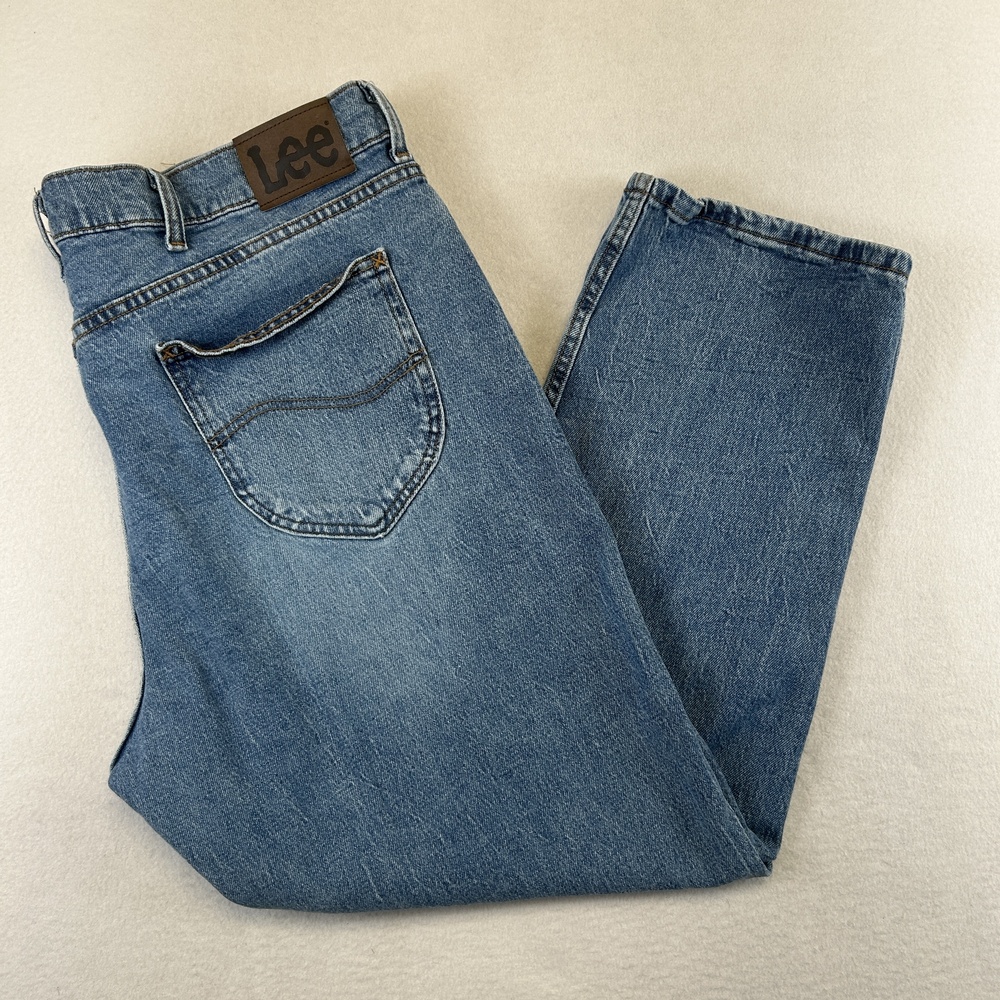 Lee Relaxed Fit Jeans Mens 40x29 Blue Denim Straight Stretch Medium Wash